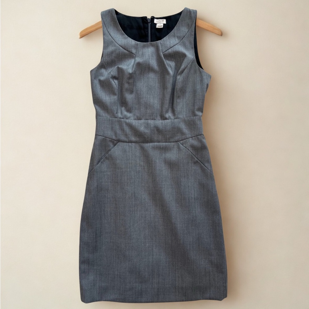 J. Crew Gray Sheath Mini Dress Sleeveless Scoop Neck